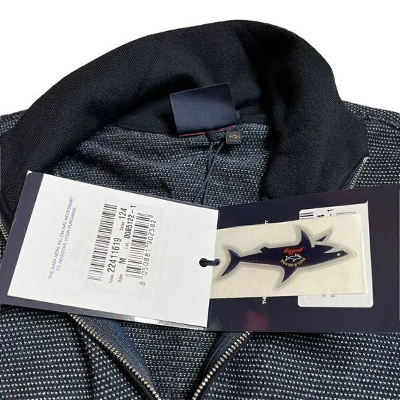 NWT Paul & Shark Summer wool jacquard half zip sweater with iconic badge - Picture 14 of 15